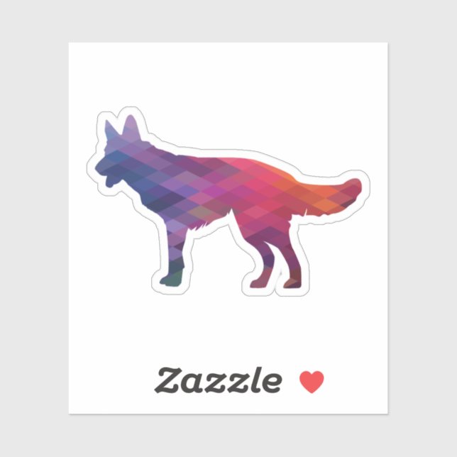 German Shepherd Geometric Pattern Silhouette Purp Sticker (Sheet)