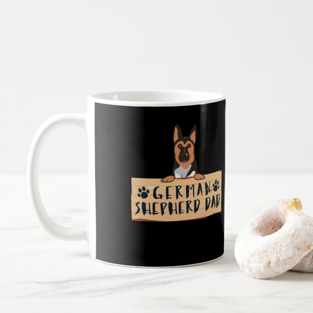 German Shepherd German Sheperd Dad  Dog Mom Coffee Mug (With Donut)