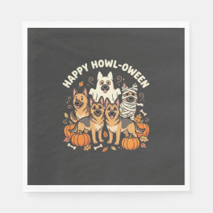 German Shepherd Ghost Halloween Howl-Oween Design_ Napkins