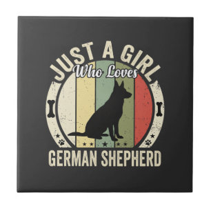 German Shepherd Girl Dog Lover Design (2)_1 Ceramic Tile