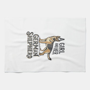 German Shepherd Girl Shirt Vintage Dog Lover Desig Kitchen Towel