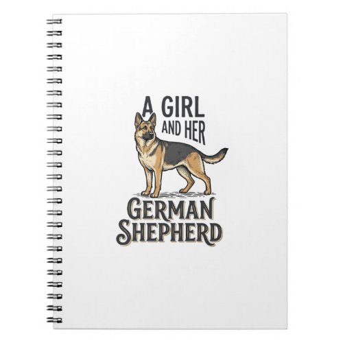 German Shepherd Girl Shirt Vintage Dog Lover Desig Notebook