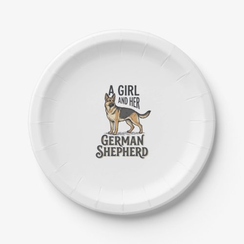 German Shepherd Girl Shirt Vintage Dog Lover Desig Paper Plates