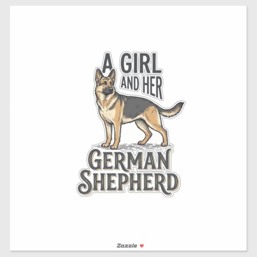 German Shepherd Girl Shirt Vintage Dog Lover Desig Sticker