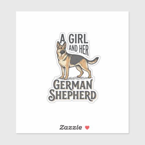 German Shepherd Girl Shirt Vintage Dog Lover Desig Sticker