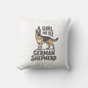 German Shepherd Girl Shirt Vintage Dog Lover Desig Throw Pillow