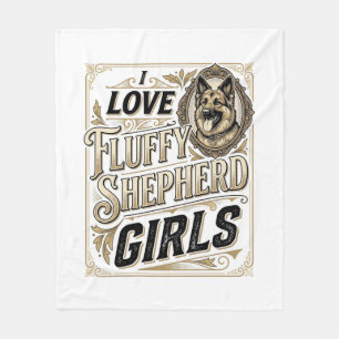 German Shepherd Girl Shirt Vintage Engraving Dog L Fleece Blanket