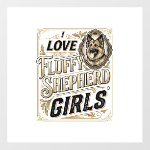 German Shepherd Girl Shirt Vintage Engraving Dog L Floor Decals