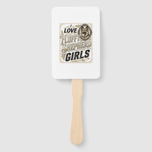 German Shepherd Girl Shirt Vintage Engraving Dog L Hand Fan