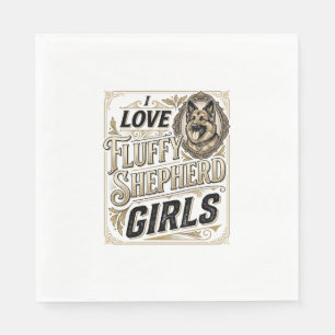 German Shepherd Girl Shirt Vintage Engraving Dog L Napkins