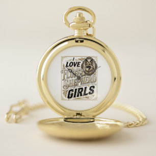 German Shepherd Girl Shirt Vintage Engraving Dog L Pocket Watch