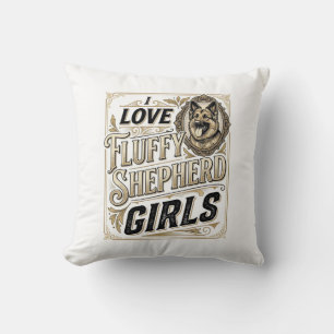 German Shepherd Girl Shirt Vintage Engraving Dog L Throw Pillow