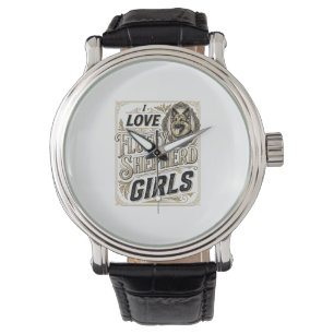 German Shepherd Girl Shirt Vintage Engraving Dog L Watch