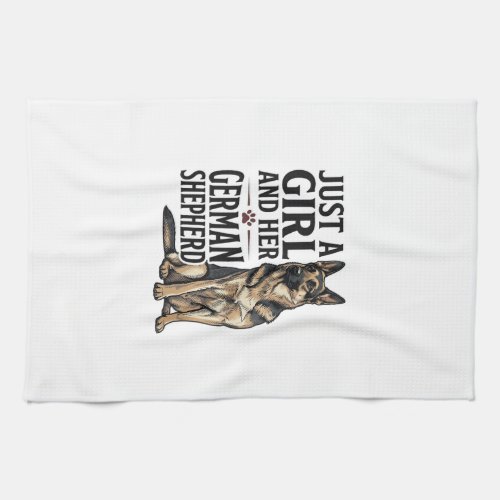 German Shepherd Girl Vintage Engraving Dog Lover D Kitchen Towel
