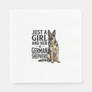 German Shepherd Girl Vintage Engraving Dog Lover D Napkins