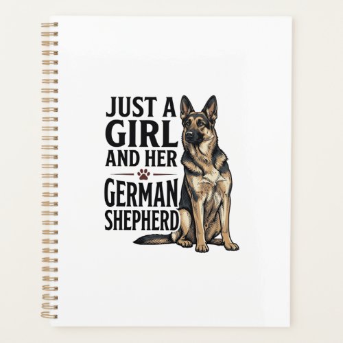 German Shepherd Girl Vintage Engraving Dog Lover D Planner