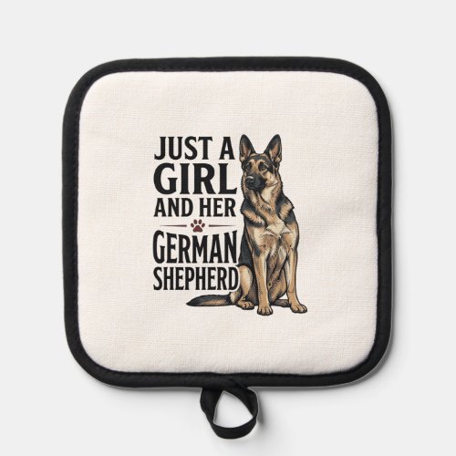 German Shepherd Girl Vintage Engraving Dog Lover D Pot Holder
