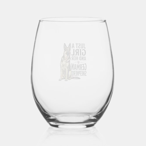 German Shepherd Girl Vintage Engraving Dog Lover D Stemless Wine Glass