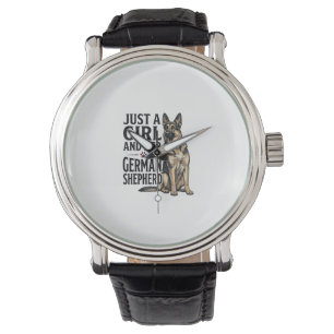 German Shepherd Girl Vintage Engraving Dog Lover D Watch