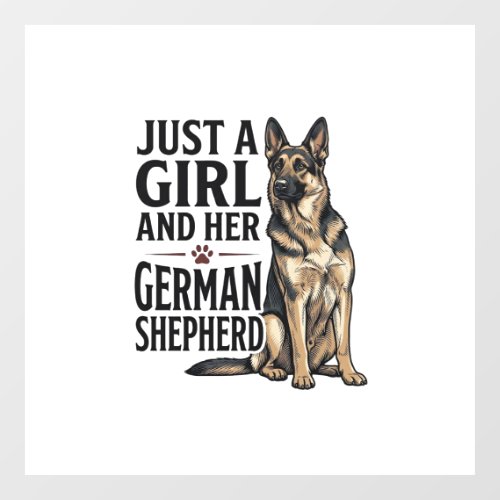 German Shepherd Girl Vintage Engraving Dog Lover D Window Cling