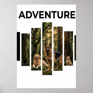 German Shepherd & Golden Retriever Nature Wall Art