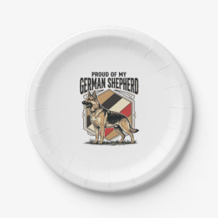 German Shepherd Graphic Vintage Engraving Dog Love Paper Plates