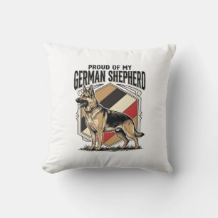 German Shepherd Graphic Vintage Engraving Dog Love Throw Pillow