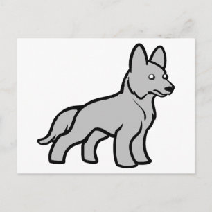 German SHepherd Gray Cartoon Postcard
