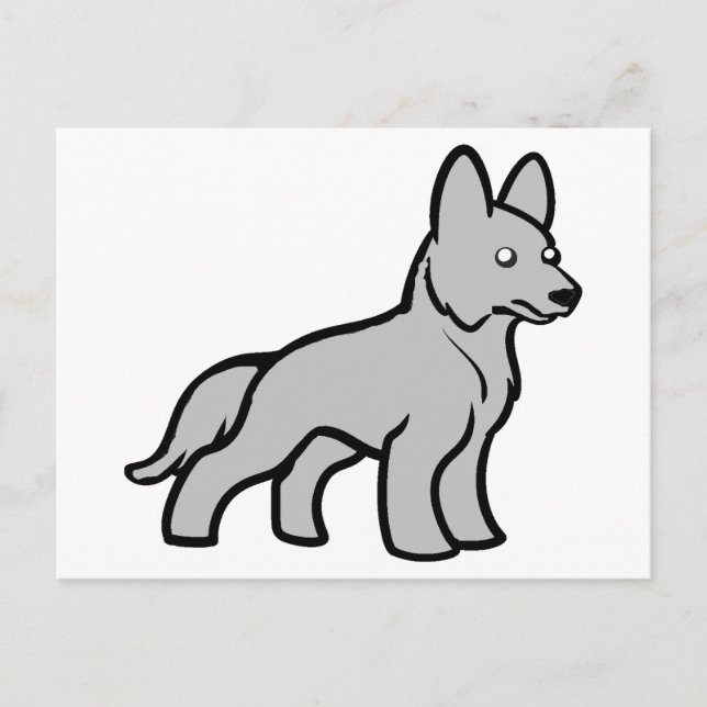 German SHepherd Gray Cartoon Postcard (Front)
