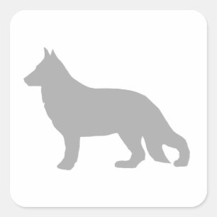 German Shepherd Gray Silhouette Square Sticker