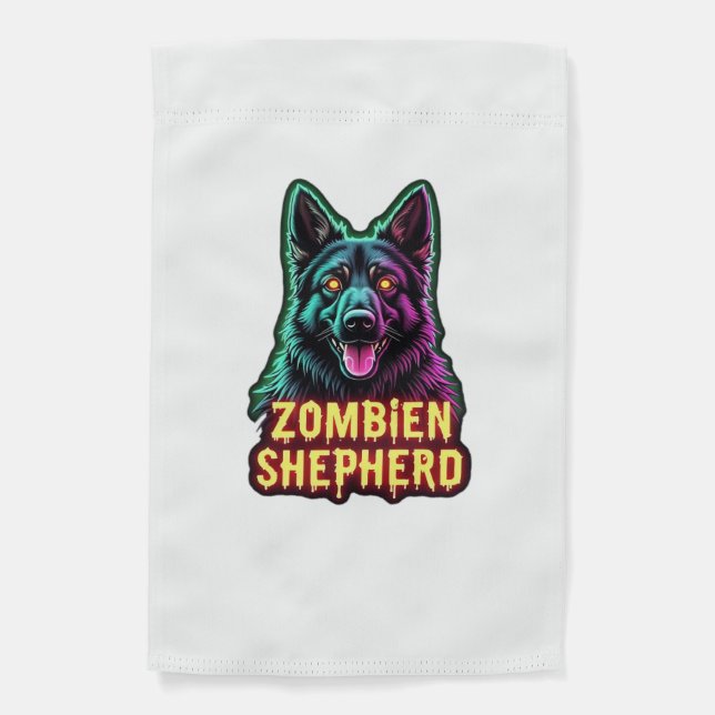 German Shepherd GSD Shep Zombie Dog Halloween Esse Garden Flag (Front)