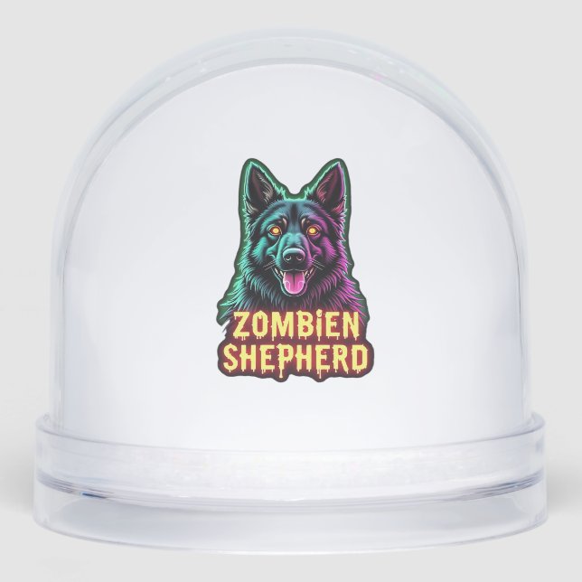 German Shepherd GSD Shep Zombie Dog Halloween Esse Snow Globe (Front)