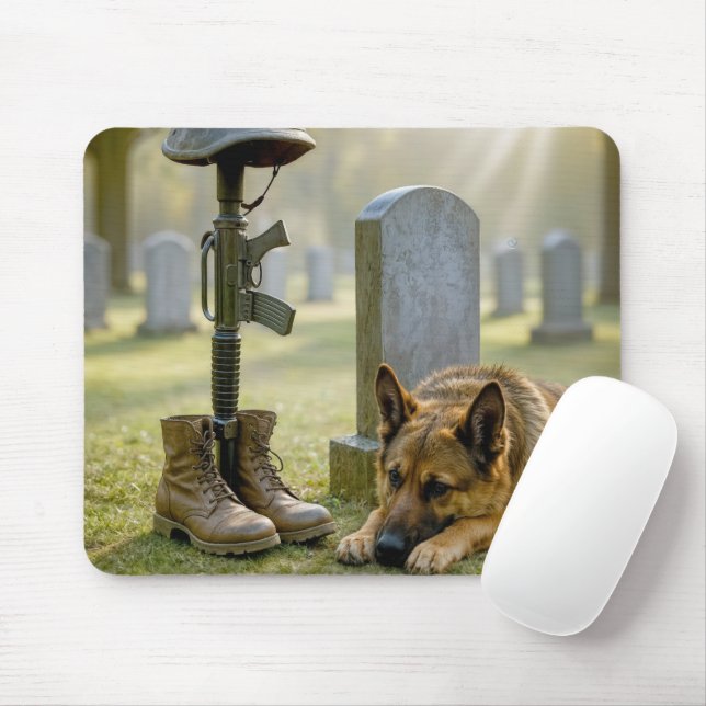 German Shepherd Guarding a Soldier's Grave Mouse Pad (With Mouse)