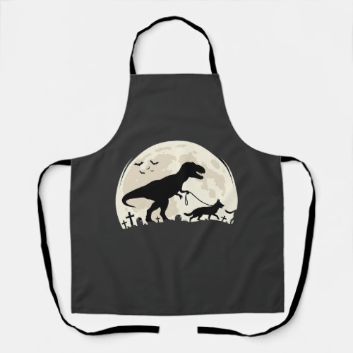 German Shepherd Halloween Dinosaur Moon Silhouette Apron