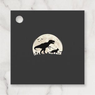 German Shepherd Halloween Dinosaur Moon Silhouette Favor Tags