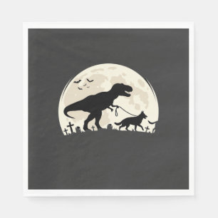 German Shepherd Halloween Dinosaur Moon Silhouette Napkins