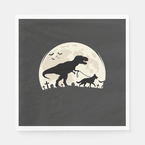 German Shepherd Halloween Dinosaur Moon Silhouette Napkins