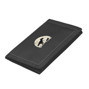German Shepherd Halloween Dinosaur Moon Silhouette Tri-fold Wallet