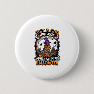 German Shepherd Halloween Dog Witch Hat Pumpkin_1 Button