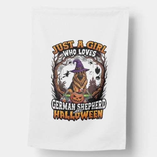 German Shepherd Halloween Dog Witch Hat Pumpkin_1 House Flag