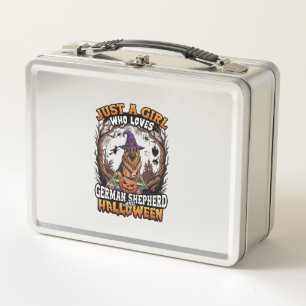 German Shepherd Halloween Dog Witch Hat Pumpkin_1 Metal Lunch Box