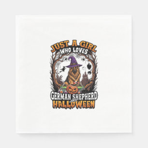 German Shepherd Halloween Dog Witch Hat Pumpkin_1 Napkins