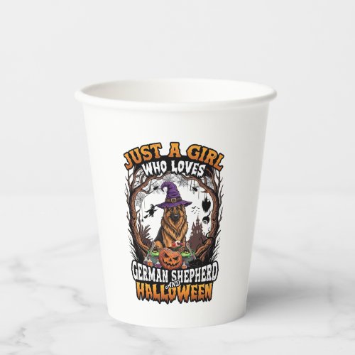 German Shepherd Halloween Dog Witch Hat Pumpkin_1 Paper Cups