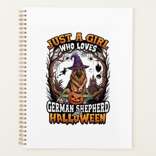 German Shepherd Halloween Dog Witch Hat Pumpkin_1 Planner