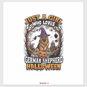 German Shepherd Halloween Dog Witch Hat Pumpkin_1 Sticker