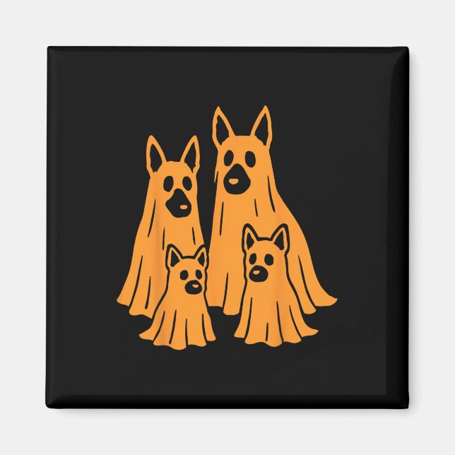 German Shepherd Halloween Ghost Family Funny Dog L Magnet (Front)