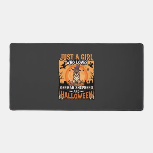 German Shepherd Halloween Girl Witch Dog Design Desk Mat
