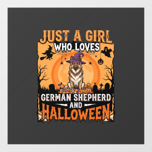 German Shepherd Halloween Girl Witch Dog Design Floor Decals