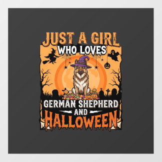 German Shepherd Halloween Girl Witch Dog Design Floor Decals