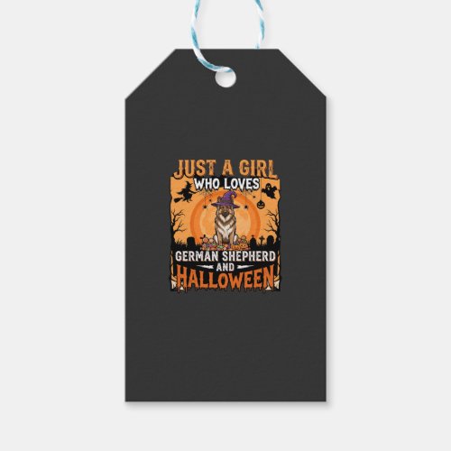 German Shepherd Halloween Girl Witch Dog Design Gift Tags